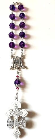 elegantmedical HANDMADE rosary Amethyst crystal bead one decade rosary bracelet cross Gift in Saudi Arabia