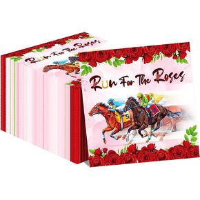 Jajajuegos 40Pcs Horse Race Paper Napkins Run for Horse Race Kentucky Derby Party Paper Napkins Kentucky Derby Theme Party Supplies for Horse Racing Party Kentucky Derby Party Supplies, 6.5 Inch