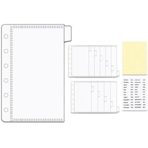 12PCS A5 Binder Pockets Clear Binder Dividers with Pockets and Tabs Cash Envelopes for 6-Ring Budget Binder Loose-Leaf Pockets Dividers with 2PCS Monthly Tabs Sticker