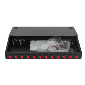 Xunsomten- 12 Port ST Rack Mount Enclosure Box & Splice Trays Fiber Cables Kit (Include Pigtail & Couplers)