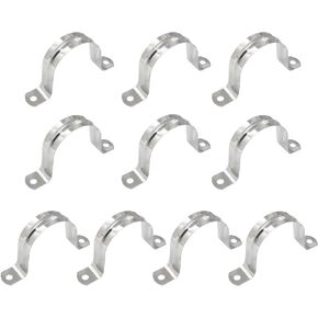 Zorfeter 10Pcs M50 Stainless Steel Rigid Pipe Strap, Two Hole Strap U Bracket Tube Clamp Hanger for 2 Inch Hose OD - Fixing Pipe, Cable or Wire Cord Installation