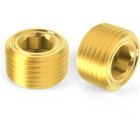 3/8" NPT Plug Brass Pipe Fitting, Counter Sunk Internal Hex Thread Socket Pipe Plugs, 3 PCS