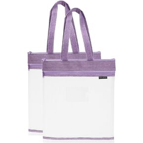 PATIKIL Nylon Document Bag, 2 Pack Mesh Transparent Handbag Paper File Tote Pouch for Business Office, Gray