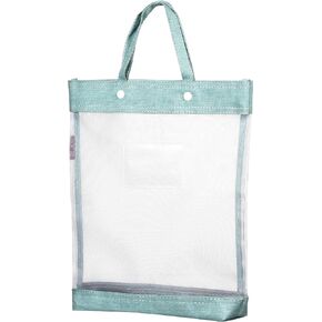 PATIKIL Nylon Document Bag with Handle Mesh Transparent Handbag Files Tote Pouch for Office Business, White