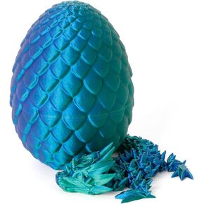 3D Printed Dragon Egg-Mini 5 inch Rose Dragon in Egg, Easter Egg Toy, 3D Printed Gift, Dragon Collection, Figure Decor(Green and Blue)