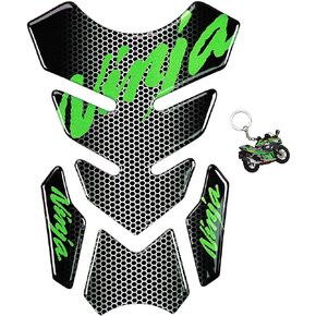 REVSOSTAR 3D Reflective Tank pad, Motorcycle Decal Vinyl Tank Protector, Tank Pad for Ninja 650 ZX636 ZX600 ZX-10R ZX14 ZX1400 ZX14R ABS 1000 ZX100, 2 Pcs Per Set (Green)