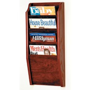 Wooden Mallet 4-Pocket Cascade Magazine Rack, Light Oak