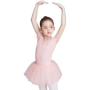 DanceDaily Girls Pink Ballet Leotard with Skirt(Toddler/Little/Big Girls)