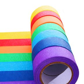 Colored Masking Tape, Rainbow Color Painters Tape Labelling Tape for Kids Fun Arts DIY, Identification,Cording,Moving Boxes,Home Decoration, Office Supplies（7pack)）
