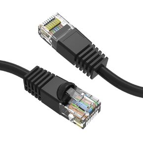 Cat5e Black Copper Ethernet Patch Cable, Snagless/Molded Boot, POE Compliant, 5 Feet