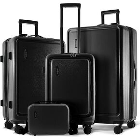 Hard Shell Luggage Sets with Spinner Wheels 4 Piece, Expandable Large Suitcases with TSA Lock, Travel Large Suitcase Set, Black Luggage Set