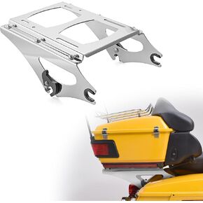 WSays Two-UP Tour Pack Pak Mounting Luggage Rack Detachable Compatible with Harley Touring Electra Glide Street Glide Road Glide Road King 2009-2013 Chrome
