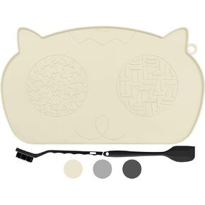 حصيرة طعام القطط من كيشار للطعام، حصيرة طعام الحيوانات الأليفة من السيليكون للأرضية، صينية وعاء ماء للكلاب مقاومة للماء وغير قابلة للانزلاق، حصيرة طعام للكلاب مع حافة مرتفعة لمنع انسكابات الطعام وجريان الماء (أسود، 17.5 بوصة × 10.6 بوصة) in Kuwait