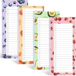 Koogel 4PCS Magnetic Notepads for Refrigerator, Fruit Design Notepads for Grocery List Shopping List To-Do List Reminders 50 Sheets