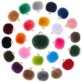 Hicarer 168 Pieces Pompoms Earrings Fabric Metallic Colorful Pompoms Earrings Charms DIY Fluffy Ball for Tassel Earrings Charm Pendant Keychain Jewelry Making, 24 Colors