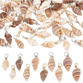 PH PandaHall Shell Pendants Spiral Seashells Craft Charms Cowrie Sea Shells Pendant Natural Shell Charms Conch Shells with Loop Bail