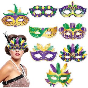 Mardi Gras Carnival Parade Face Paper Masks for Women Girls Costume Dress Up Masquerade Party Favor Accessories