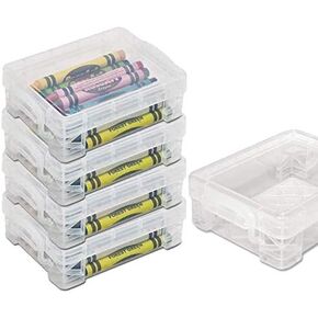 1InTheOffice Crayon Box, Stackable Clear (4 Pack.)