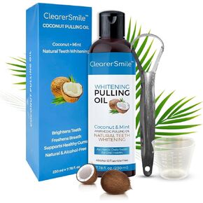 Coconut Oil Pulling for Teeth (230 mL) | Natural Ayurvedic Blend for Fresh Breath, Healthy Gums and Teeth whitening mouthwash | Alcohol-Free
