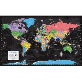Laminated World Map Poster - Map of the World [Black]