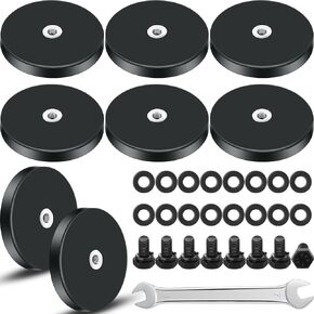 Pushglossy 8 Sets Rubber Coated Magnets Light Bar Mount 22 LBS Magnet Base with M4 Threaded Magnet with Bolts and Nuts 1.69Inch Mounting Magnets for License Plate Holder Camera Tool