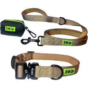 ECO - Dog Collar, Leash, & Poop Bag Holder Set - with AirTag Holder (Small, Black)