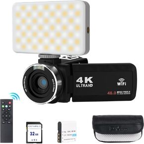 4K Ultra HD Video Camera Camcorder: 18X Digital Zoom Camcorder Recorder, 30FPS 48MP 3.0 Inch 270 Degree Rotation Camcorder Camera with Fill Light and Remote Control