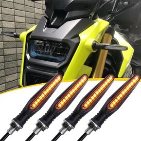 Pack-4 مؤشرات للدراجات النارية، أضواء فرامل إشارة الانعطاف المتدفقة، مصابيح الجري أثناء النهار، إشارات الانعطاف للدراجات النارية 12 فولت، للدراجات النارية، الدراجة النارية الترابية (أصفر)