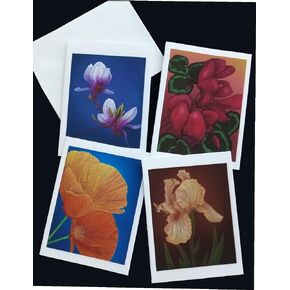 All Occasion Greeting Cards, 5.5" x 7.4" Box of 10 with Envelopes, Choose Floral or Landscape Options, Beautiful Handmade Cards