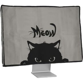 kwmobile Computer Monitor Cover Compatible with 31-32" monitor - Meow Cat Grey / Black