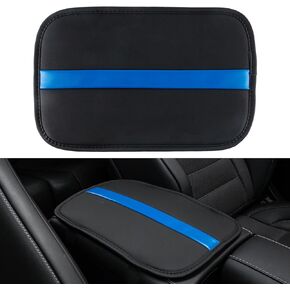 Amiss Car Armrest Storage Box Cushion, Universal Waterproof PU Leather Auto Armrest Cover, Car Center Console Cover Accessories Interior Protection for Most Vehicle, SUV, Truck, Car(Blue)
