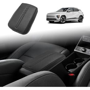 BestEvMod for KONA/KONA EV Center Console Armrest Pad Cover Extra Soft Microfiber Leather Protector Seat Armrest Cover Compatible with 2024 Hyundai KONA/KONA Electric Accessories (Black)