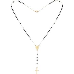 Cross Necklace, Religious Black Bead Rosary Cross Necklace -Y Necklace for Women Jewelry With Gift Box