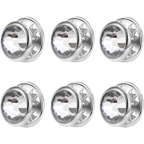 6 Pcs Mini No Sew Crystal Buttons Anti Exposure Fixed Brooches Detachable Reusable Multi-Purpose for Clothes(Clear,10mm)