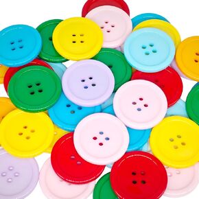 60-Pcs 1" Big Resin Sewing Buttons | Bulk Assorted Colorful Buttons for Sewing Clothing Knitting Crafts Decoration (25mm, 10 Colors, 6 Pcs/Color)