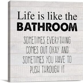 Country Life Is Like the Bathroom Canvas Prints Wall Art Decor Humor Bathroom Restroom Poster Painting Framed Artwork 8 x 8 Inch Home Shelf Wall Decoration Gift