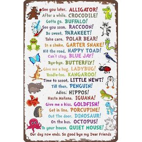 Metal Signs See You Later Alligator Poster Wall Decor for Home Bedroom Garden Classroom Decor Sign 12 X 8 INCH
