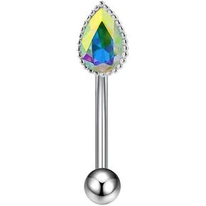 16G Teardrop Eyebrow Rings for Women Men Colorful Water Drop Eyebrow Cartilage Studs Rings Curved Barbell Body Piercing Jewelry
