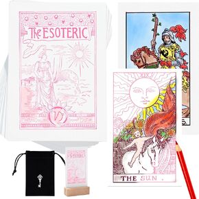 renee atmos Tarot Cards - DIY Coloring Tarot Cards Set with Holder & Carry Bag Classic Rider Waite Tarot Deck Set Design 300GSM Paper Perfect Gifts for Tarot Lovers - Tarot Deck