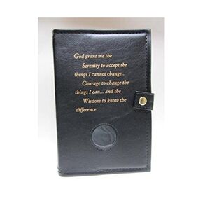 Deluxe Double Alcoholics Anonymous AA Book Cover for The Big Book & 12 Steps & 12 Traditions Medallion Holder Black