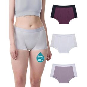 Neione Women Period Underwear Heavy Flow Cotton High-Waisted Sleep Boyshort Menstrual Panties Holds 4 Tampons