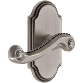 Grandeur Hardware Arc Tall Plate Double Dummy with Newport Lever in Antique Pewter in Saudi Arabia