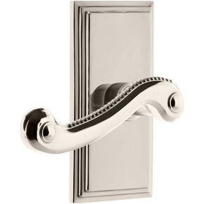 Grandeur Hardware Carre' Tall Plate Double Dummy with Newport Lever in Polished Nickel in Saudi Arabia