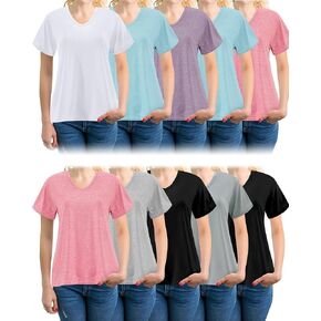 Taiyin 10Pcs Women's Dry Fit T Shirts V Neck Short Sleeve Lightweight Shirts Tee for Workout Athletic Yoga Gym Hiking Running