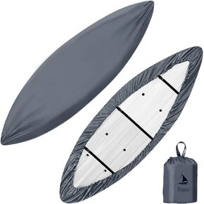 غطاء زورق الكاياك - ملحقات غطاء الكاياك، تخزين متين 420D، غطاء كاياك مقاوم للماء للغاية للحماية من الأشعة فوق البنفسجية للقوارب/الكاياك/القوارب (8.5-9.8أقدام) in Kuwait