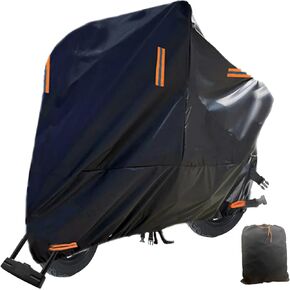 Small Motorcycle Cover 600D Scooter Cover,78 inch Durable Waterproof Outdoor Motorcycle Cover with Reflective Strips Lock-Holes Bandage for Harley Suzuki Kawasaki Dirt Bike Cover