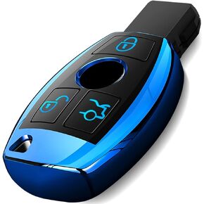 Intermerge for Mercedes Benz Key Fob Cover, Premium Soft TPU Key Case Cover Compatible with Mercedes Benz C E S M CLS CLK G Class Keyless Smart Key Fob_Red