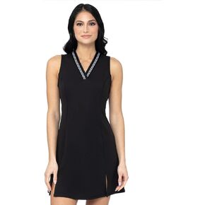 90 Degree By Reflex V-Neck Vest Slit Dress with Contrast Stripe