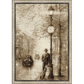 RIOLIS 1611 - Old Photo. Waiting - Counted Cross Stitch Kit 10.25"x15" Zweigart 14ct. White AIDA 8 Colors