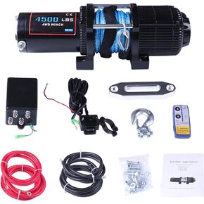 For 14-19 Polaris RZR UTV ATV Winch 4500LBS Electric Winch Synthetic Rope 12V
